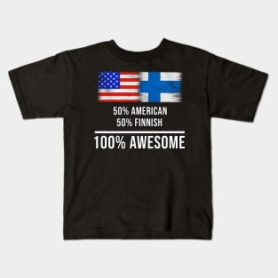 50% American 50% Finnish 100% Awesome - Gift for Finnish Heritage From Finland Kids T-Shirt